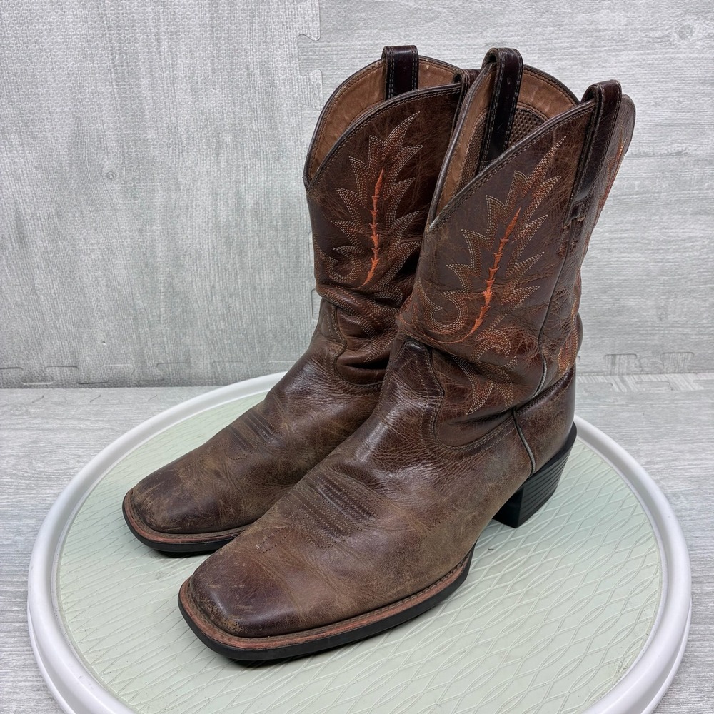 Ariat Western Boots Mens 11EE Brown Leather Square Toe Cowboy Sport 10017355